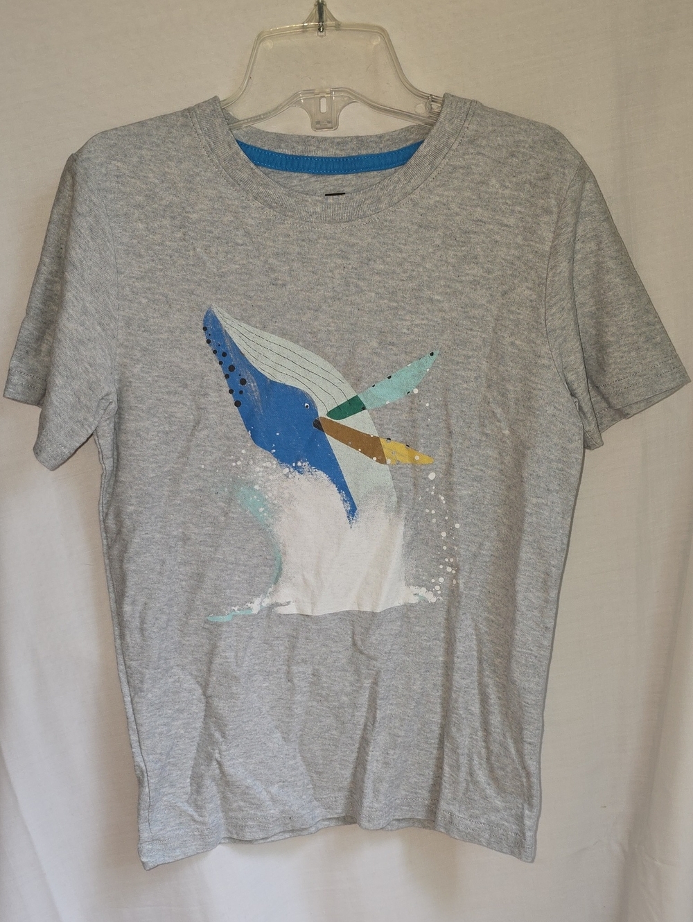 Tea Collection Gray Tee with Blue Whale and Multicolor Accents